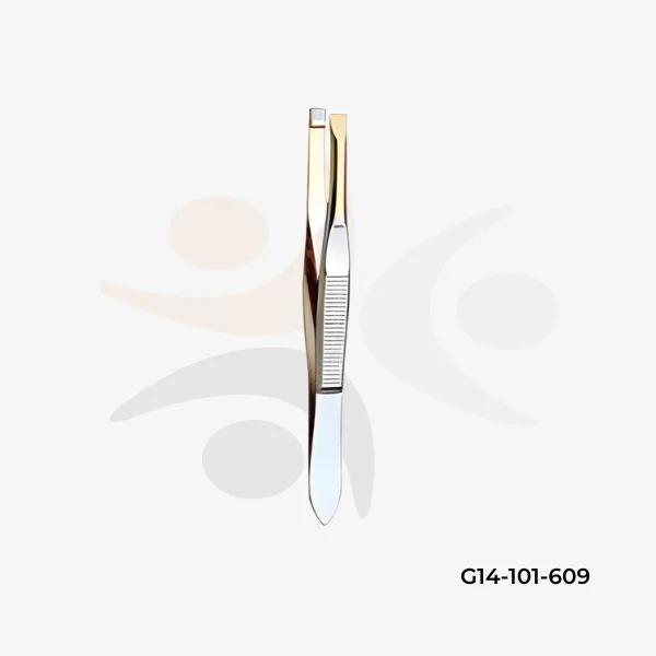 Professional Square-Tip Tweezers Gold Plated